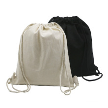 wholesale white cotton canvas drawstring durable backpack bag with logo for students
